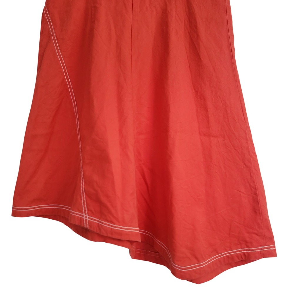 Maeve Orange-Red Cotton Linen Bileu Asymmetrical A-Line Summer Dress Size 6 - Picture 10 of 12